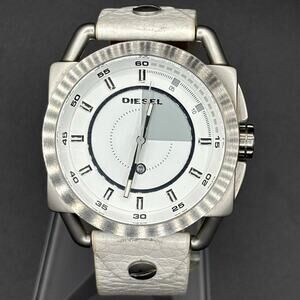 Diesel DZ1577 Descender White Dial White Leather Men’s Watch 46mm